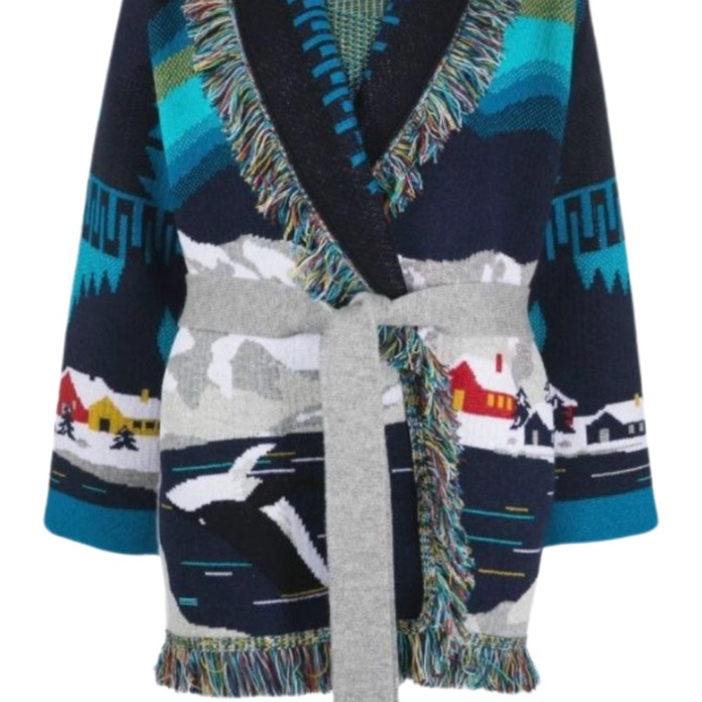 Alanui Graphic-Print Cashmere Belted Cardigan (RARE / SOLD OUT)